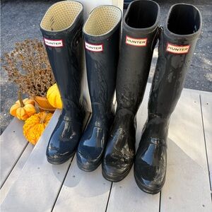 Hunter Glossy Black Rain Boots